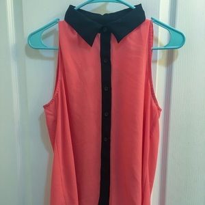 Orange/black button up tank